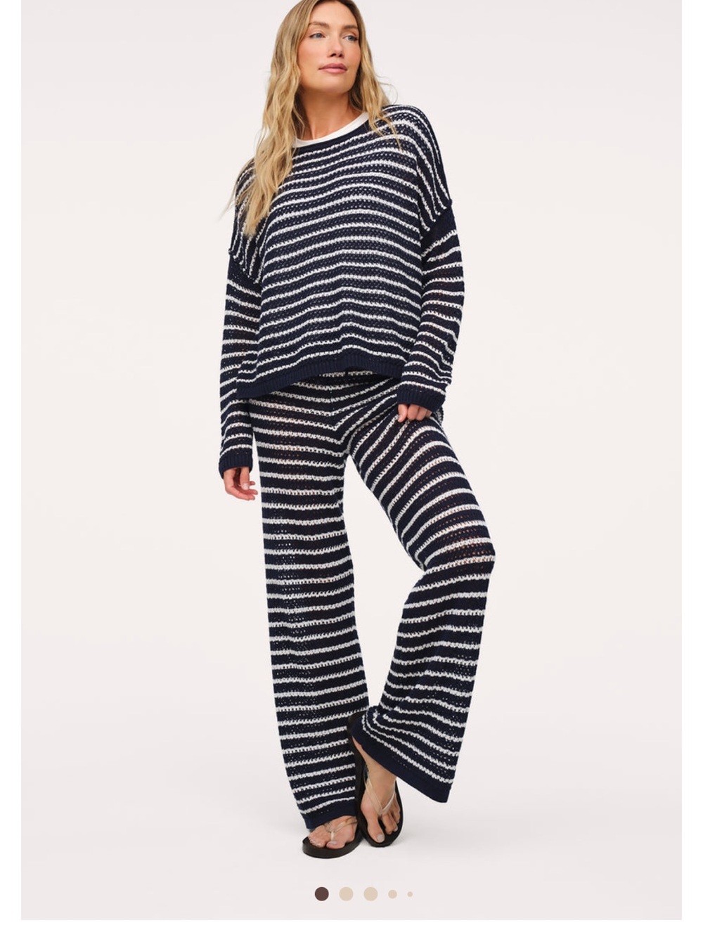 NWT nuuds Navy and White Striped Knit Lounge Set